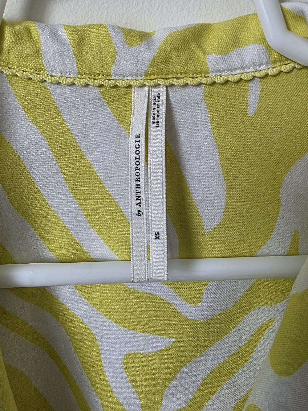 By Anthropologie Zebra Print Flannel Preppy Shirt PJ Top XS Citron Casual Chic - Picture 6 of 10